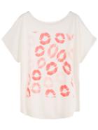 Romwe Ivory Lips Print T-shirt