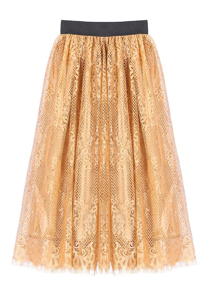 Romwe Sparkling Pleated Long Skirt