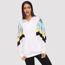 Romwe Colorblock Zip Up Drop Shoulder Sweatshirt