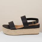 Romwe Thick Band Slingback Jute Wrapped Wedges