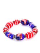 Romwe Multicolor Painted Glass Bead Bracelet