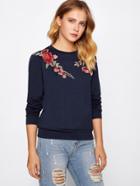 Romwe Embroidery Patch Pullover