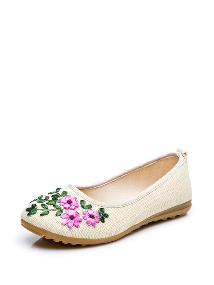 Romwe Flower Decorated Rubber Sole Flats