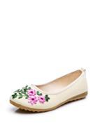 Romwe Flower Decorated Rubber Sole Flats