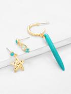 Romwe Star & Turquoise Design Drop Earring Set