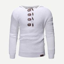 Romwe Men Horns Buckle Solid Sweater