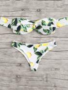 Romwe Fruit Print Twist Bikini Set