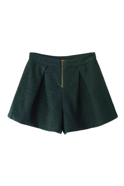 Romwe Zippered Sheer Green Shorts