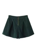 Romwe Zippered Sheer Green Shorts