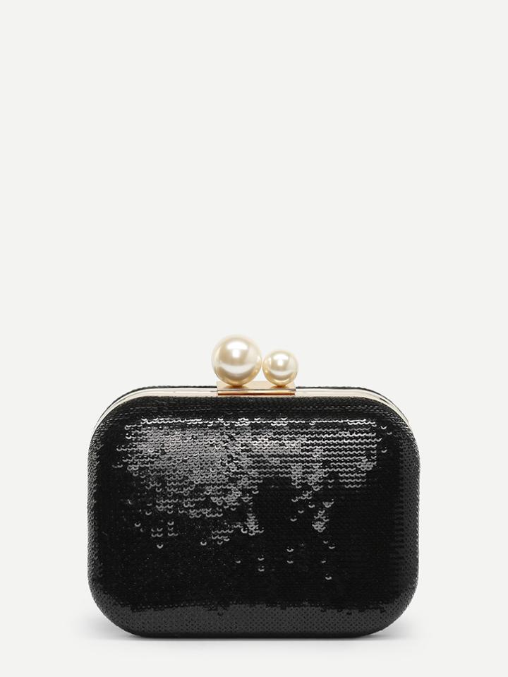 Romwe Kiss Lock Chain Clutch Bag
