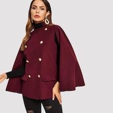 Romwe Double Button Poncho Coat