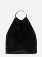 Romwe Faux Fur Tote Bag With Ring Handle
