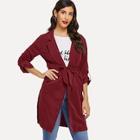 Romwe Split Side Long Line Coat