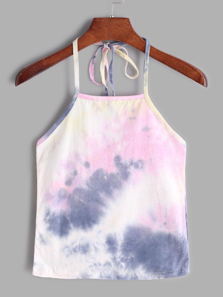 Romwe Tie Dye Halter Cami Top