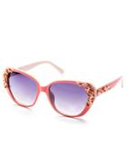 Romwe Pink Floral Frame Large Lens Sunglasses