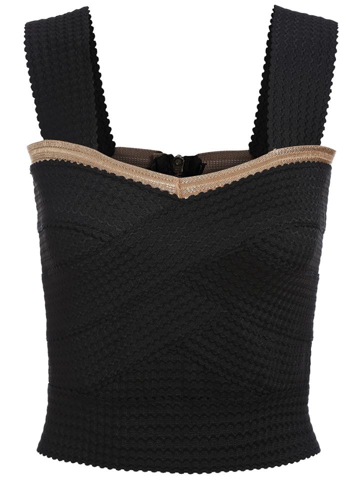 Romwe Strap Back Zipper Bandage Cami Top