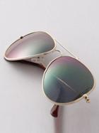 Romwe Purple Lenses Top Bar Sunglasses