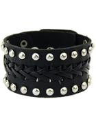 Romwe Black Bead Leather Bracelet