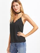 Romwe Scalloped Trim Strappy Back Cami Top
