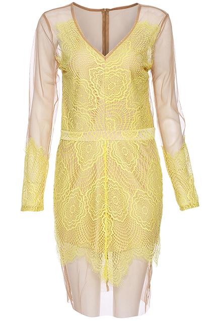 Romwe Mesh Floral Lace Sexy Dress