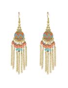 Romwe Beautiful Fashion Colorful Beads Gold Plated Tassel Earrings
