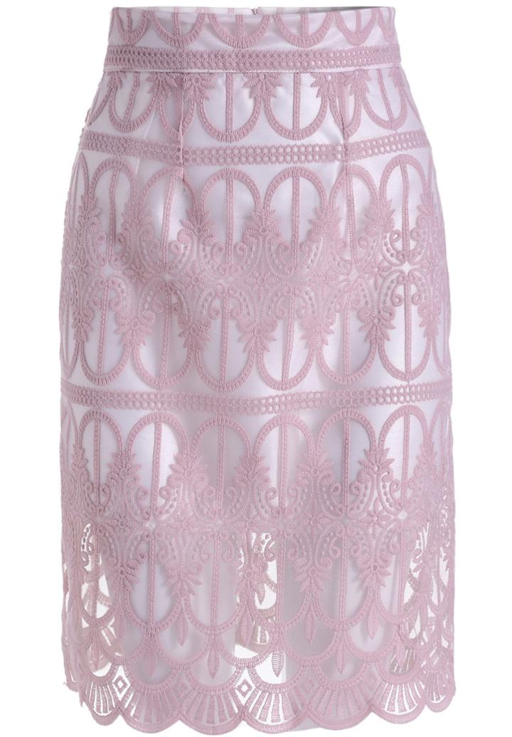 Romwe With Zipper Lace Skirt