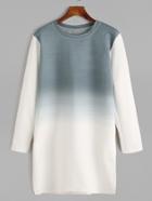Romwe Ombre Long Sleeve Tee Dress