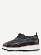Romwe Silver Wingtips Faux Leather Platform Oxford Shoes