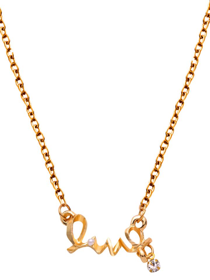 Romwe Gold Letter Shaped Pendant Necklace