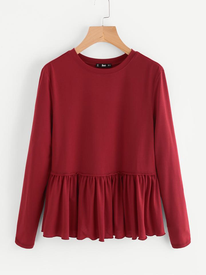 Romwe Flounce Trim Tee
