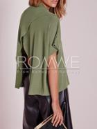Romwe Army Green Crew Neck Wrap Open Back T-shirt