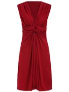 Romwe V Neck Knotted Pleated Dress
