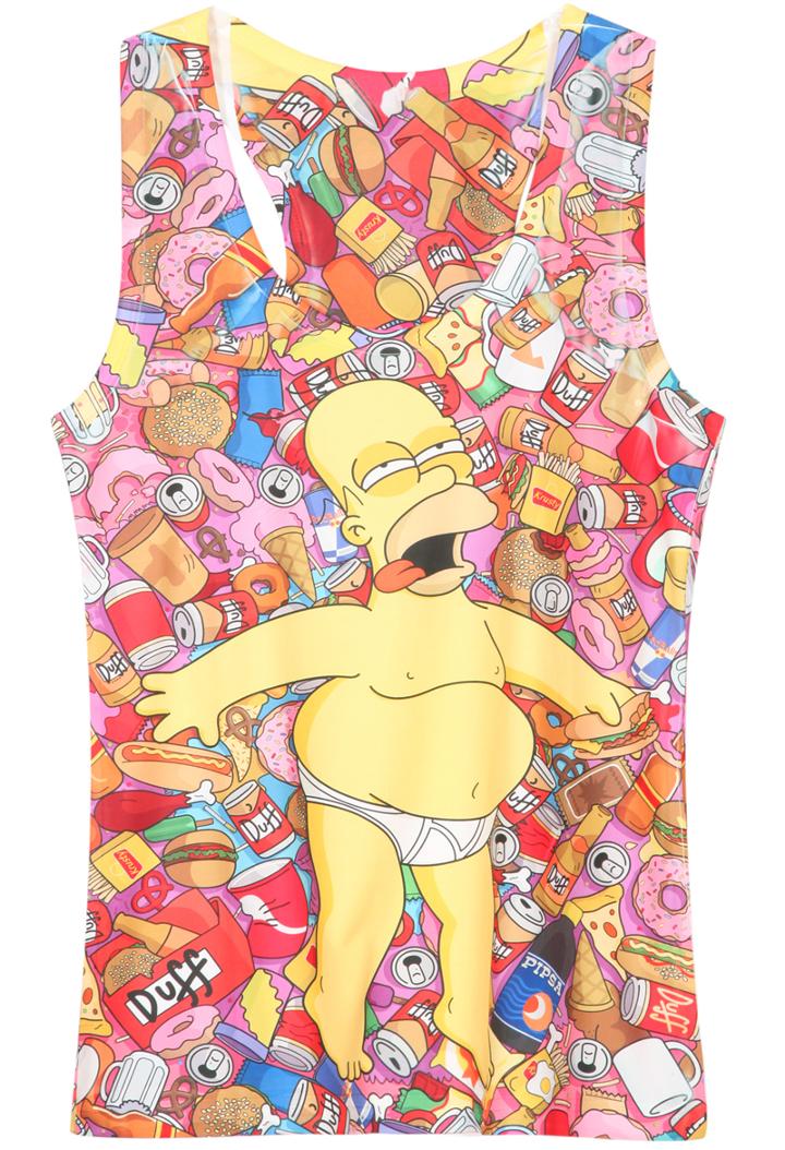 Romwe Round Neck Cartoon Print Vest