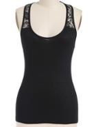Romwe Lace Paneled Black Tank Top