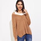 Romwe Cold Shoulder 2 In 1 Sweater