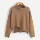 Romwe Asymmetrical Hem Slit Detail Drop Shoulder Sweater