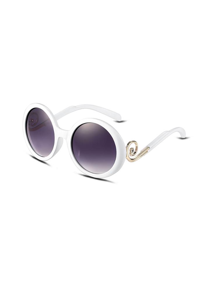 Romwe White Frame Swirl Arm Round Lens Sunglasses