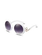 Romwe White Frame Swirl Arm Round Lens Sunglasses