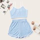 Romwe Stripe Cami Top & Dolphin Shorts