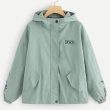 Romwe Floral Embroidery Pocket Front Jacket