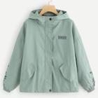 Romwe Floral Embroidery Pocket Front Jacket