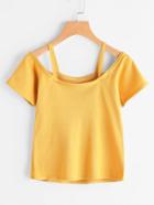 Romwe Cold Shoulder Knit Tee