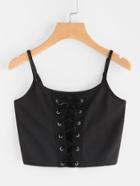 Romwe Eyelet Lace Up Cami Top