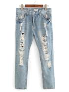 Romwe Distressed Splash Dot Jeans