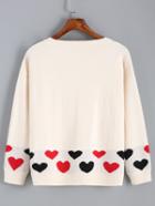 Romwe Heart Pattern Beige Sweater