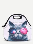 Romwe Cat Print Lunch Bag
