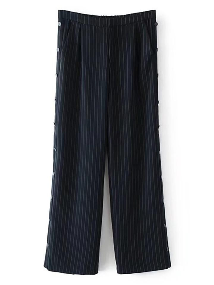 Romwe Button Up Striped Pants