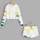 Romwe Graphic Print Hoodie With Shorts