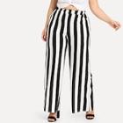 Romwe Plus Striped Wide Leg Pants