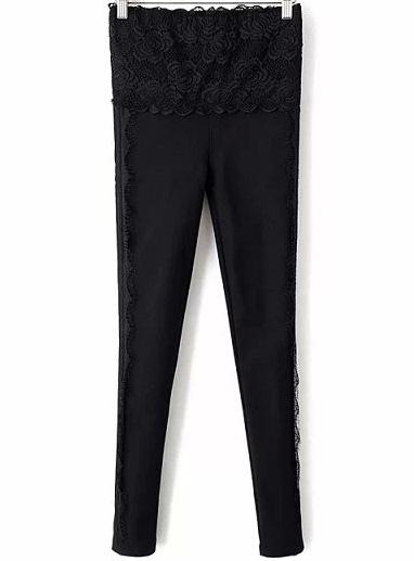 Romwe Lace Slim Black Legging